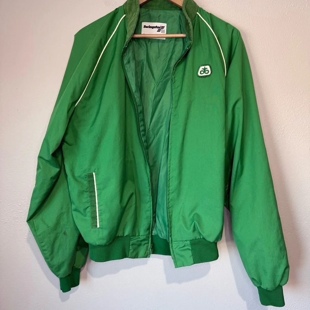 Green Zip-Up Jacket with Logo